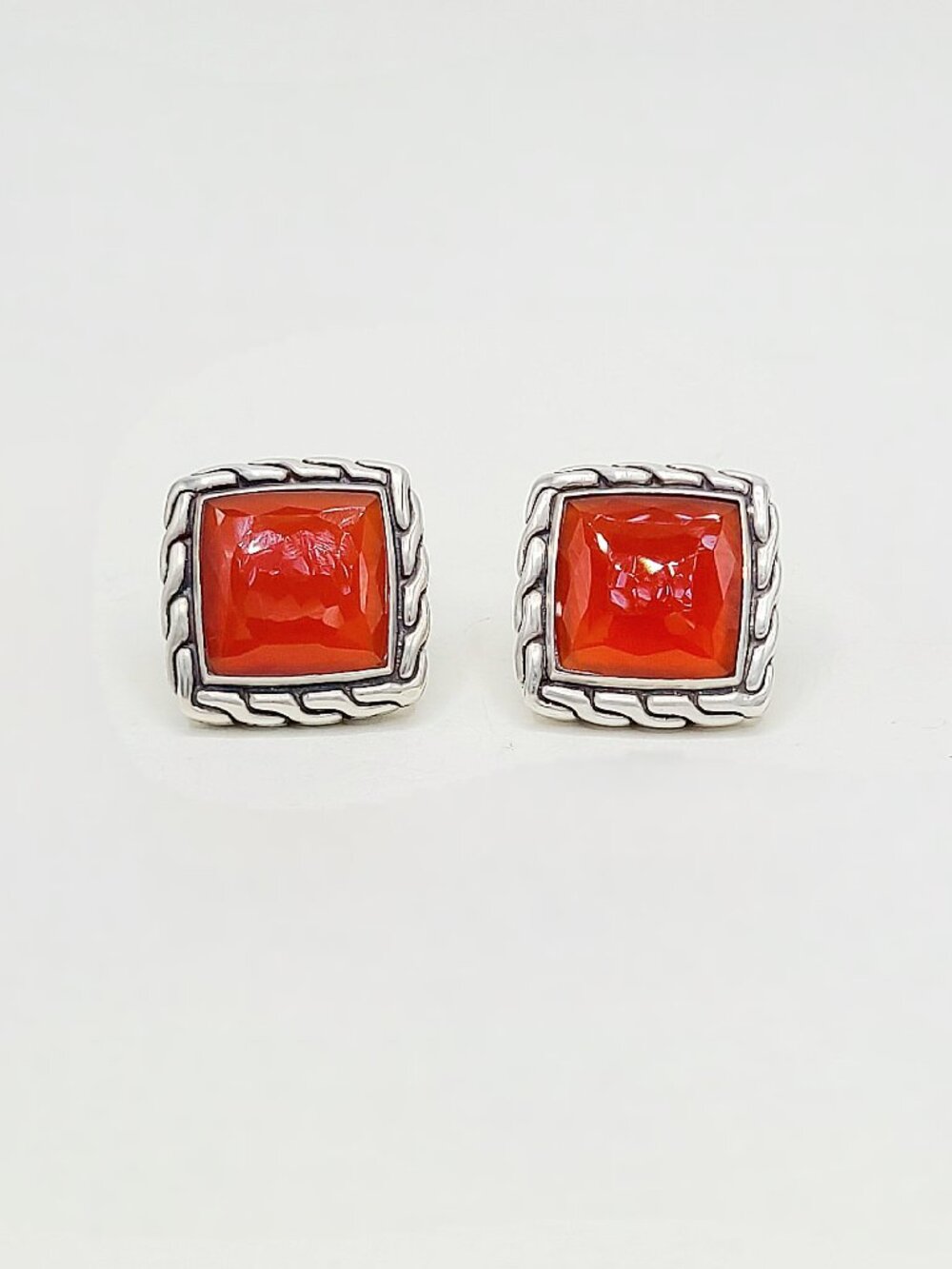 John Hardy Classic Chain Cufflinks in Sterling Silver w/ Carnelian - RARE
